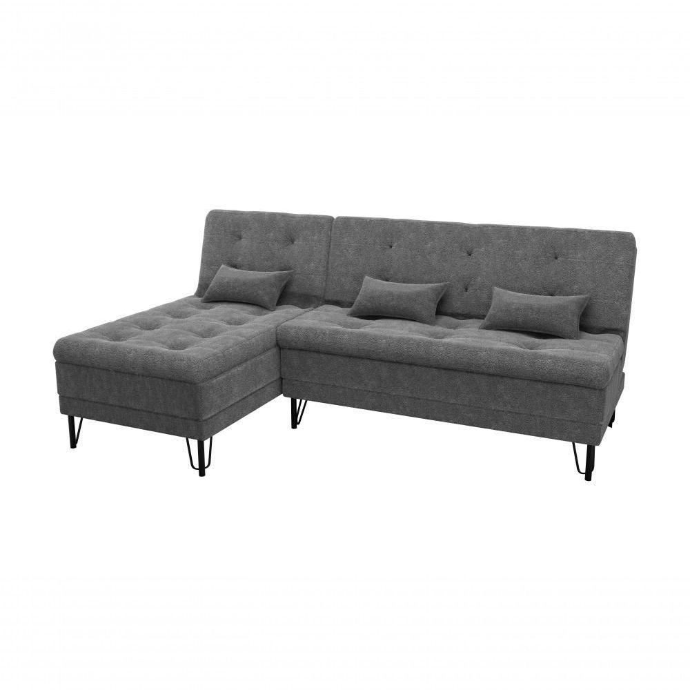 Sofá Cama Com Chaise 3 Lugares 2,00 Mts Nice Matrix Chumbo - 1