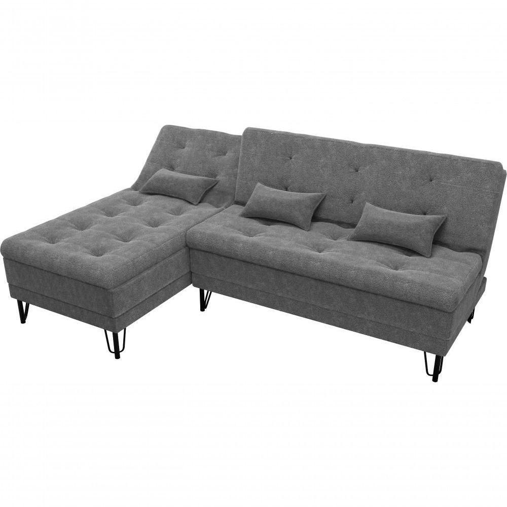 Sofá Cama Com Chaise 3 Lugares 2,00 Mts Nice Matrix Chumbo - 3