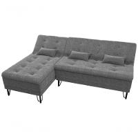 Sofá Cama Com Chaise 3 Lugares 2,00 Mts Nice Matrix Chumbo