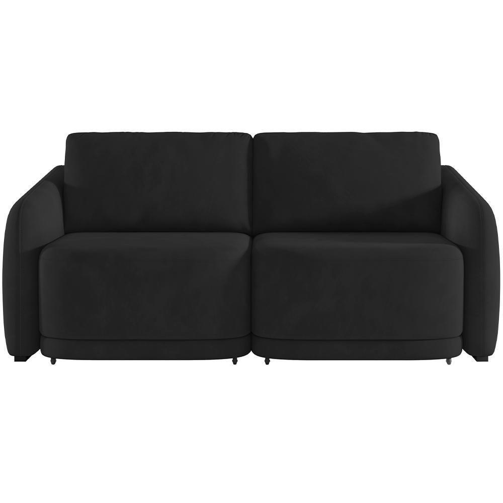 Sofá Cama Para Sala De Estar 3 Lugares 236cm Montserrat K01 Veludo Preto - Lyam Decor - 6