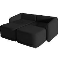 Sofá Cama Para Sala De Estar 3 Lugares 236cm Montserrat K01 Veludo Preto - Lyam Decor - 3