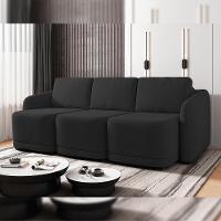 Sofá Cama Para Sala De Estar 3 Lugares 276cm Montserrat K01 Veludo Preto - Lyam Decor - 7