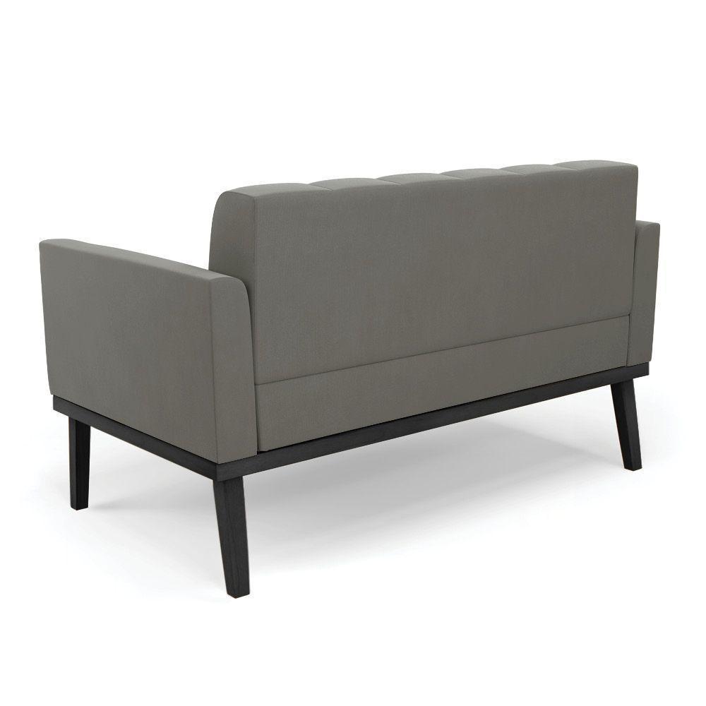 Sofá Namoradeira E 2 Poltronas Base De Madeira Preto Elisa Suede Grafite D03 - D'rossi - 4