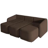 Sofá Cama Para Sala De Estar 3 Lugares 276cm Montserrat K01 Veludo Marrom - Lyam Decor - 3