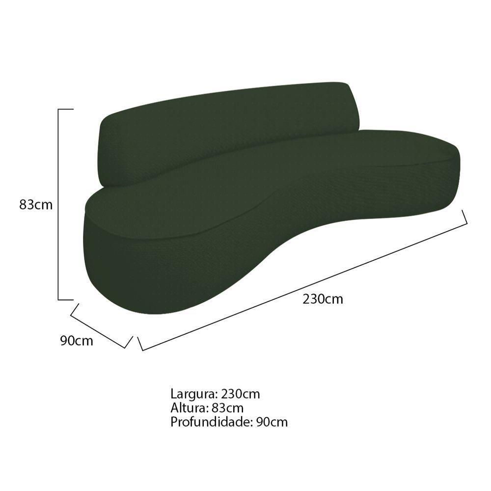 Sofá Curvo 3 Lugares Amsterdã 200cm Linho - Adj Decor Cor Verde - 4