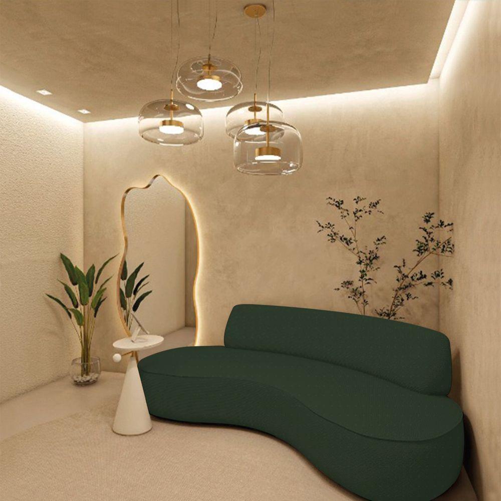 Sofá Curvo 3 Lugares Amsterdã 200cm Linho - Adj Decor Cor Verde - 5