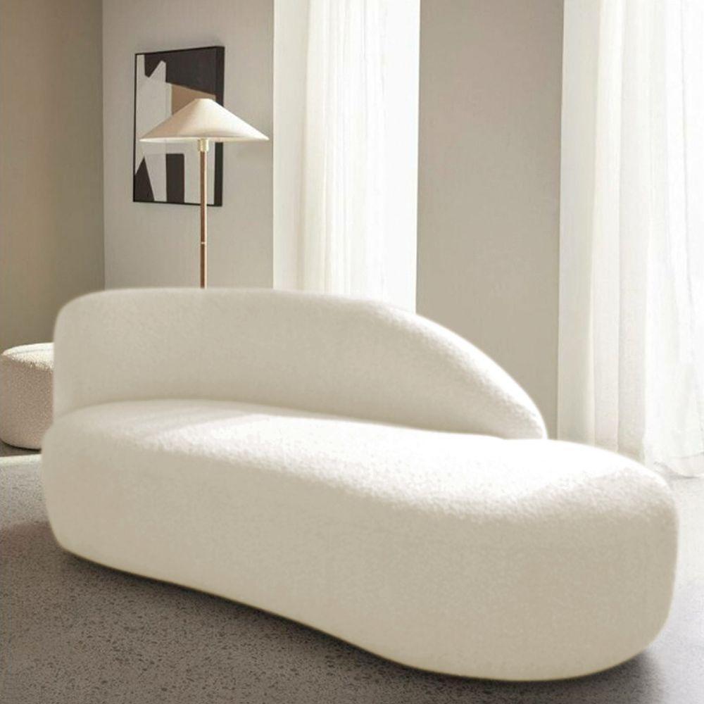 Divã Recamier Curvo Luna 185cm Lado Direito Linho Cor Bege - 7