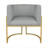 Kit Divã Luna 185cm Lado Esquerdo E 02 Poltronas Base De Ferro Dourado Bouclé Cor Cinza - 2