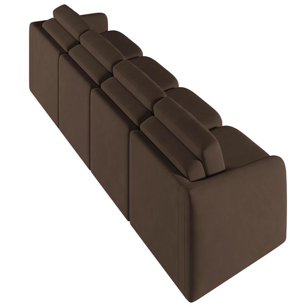 Sofá Cama Para Sala De Estar 4 Lugares 356cm Montserrat K01 Veludo Marrom - Lyam Decor - 5
