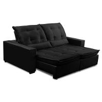 Sofa Retratil Reclinavel 2 Lugares 2,80m Atlantis Veludo Preto Lansofbr - 1