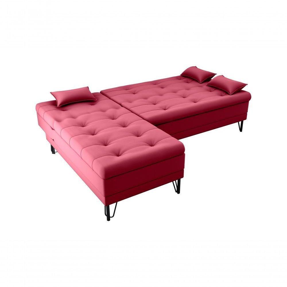 Sofá Cama Com Chaise 3 Lugares 2,00 Mts Nice Matrix Vinho - 2