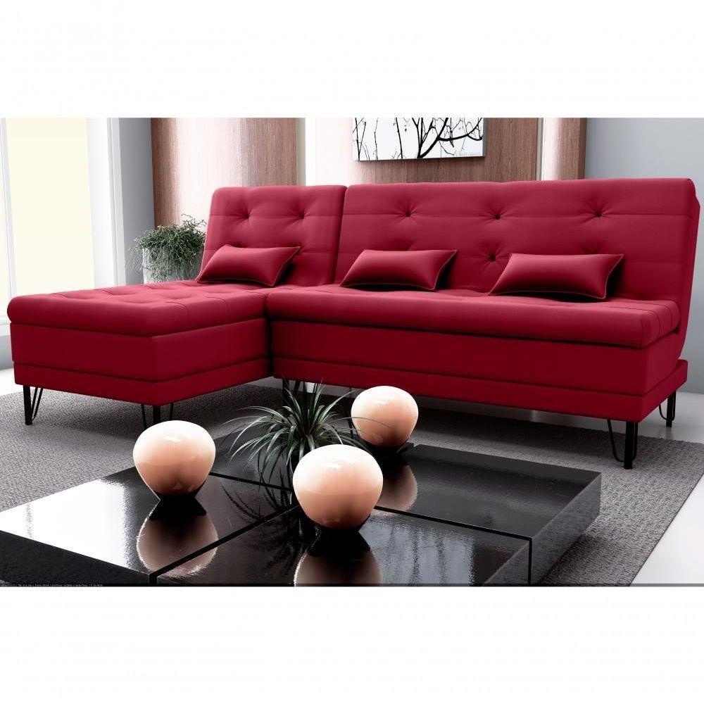 Sofá Cama Com Chaise 3 Lugares 2,00 Mts Nice Matrix Vinho - 5