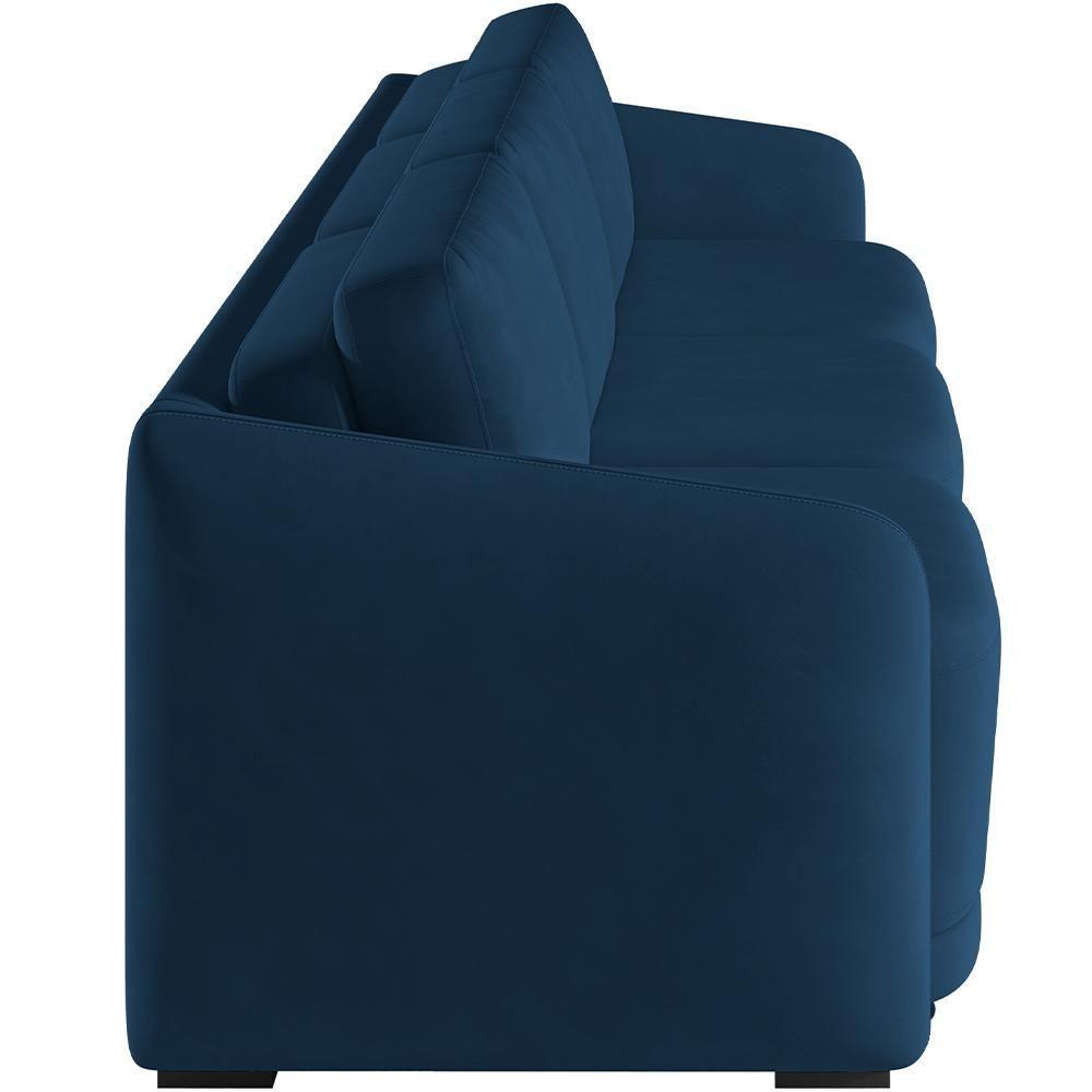 Sofá Cama Para Sala De Estar 3 Lugares 246cm Montserrat K01 Veludo Azul Marinho - Lyam Decor - 2