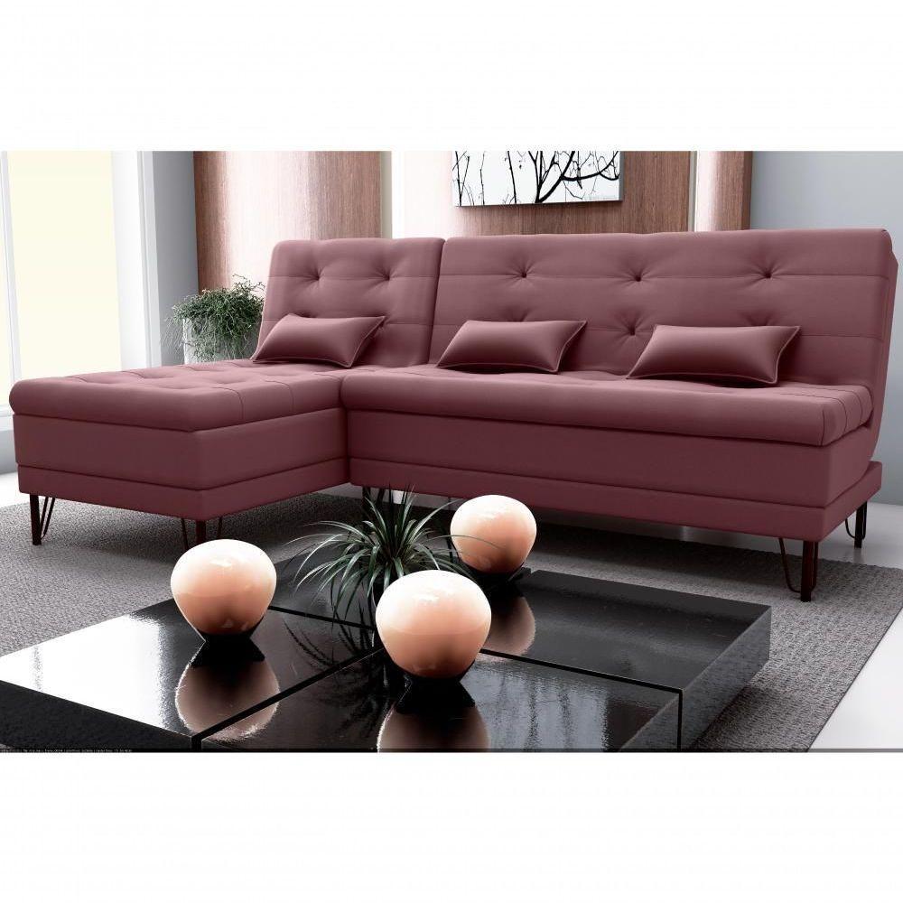 Sofá Cama Com Chaise 3 Lugares 2,00 Mts Nice Matrix Rosê - 5