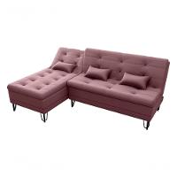 Sofá Cama Com Chaise 3 Lugares 2,00 Mts Nice Matrix Rosê - 3