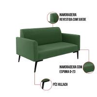 Sofá Namoradeira Com 2 Poltronas Pés Villach Marisa Suede Verde D03 - D'rossi