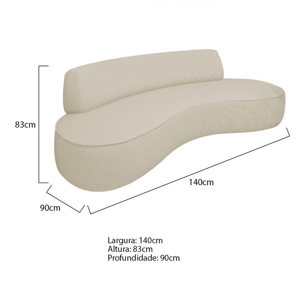 Sofá Curvo 2 Lugares Amsterdã 140cm Bouclé - Adj Decor Cor Bege - 4