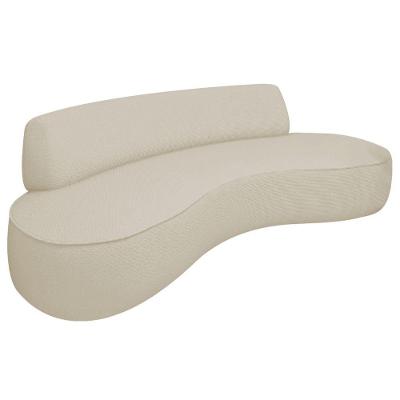 Sofá Curvo 2 Lugares Amsterdã 140cm Bouclé - Adj Decor Cor Bege