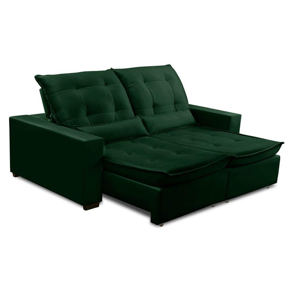 Sofa Retratil Reclinavel 2 Lugares 2,80m Atlantis Veludo Verde Lansofbr - 6