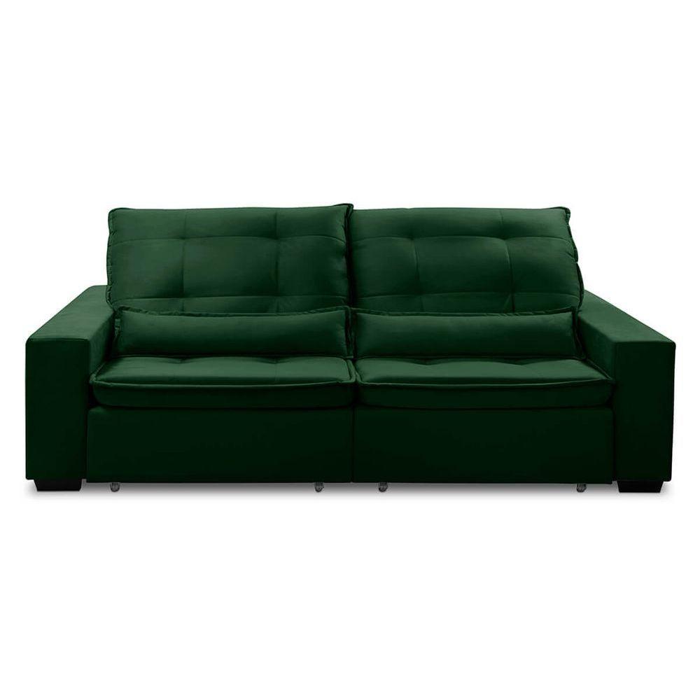 Sofa Retratil Reclinavel 2 Lugares 2,80m Atlantis Veludo Verde Lansofbr - 7