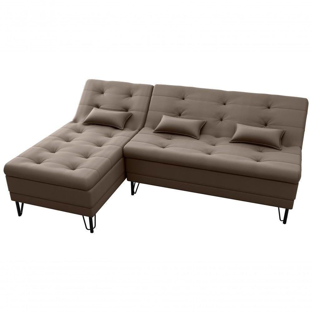 Sofá Cama Com Chaise 3 Lugares 2,00 Mts Nice Matrix Marrom - 4