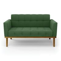 Sofá Namoradeira 2 Lugares Base De Madeira Castanho Elisa Suede D03 - Drossi Cor Verde - 5