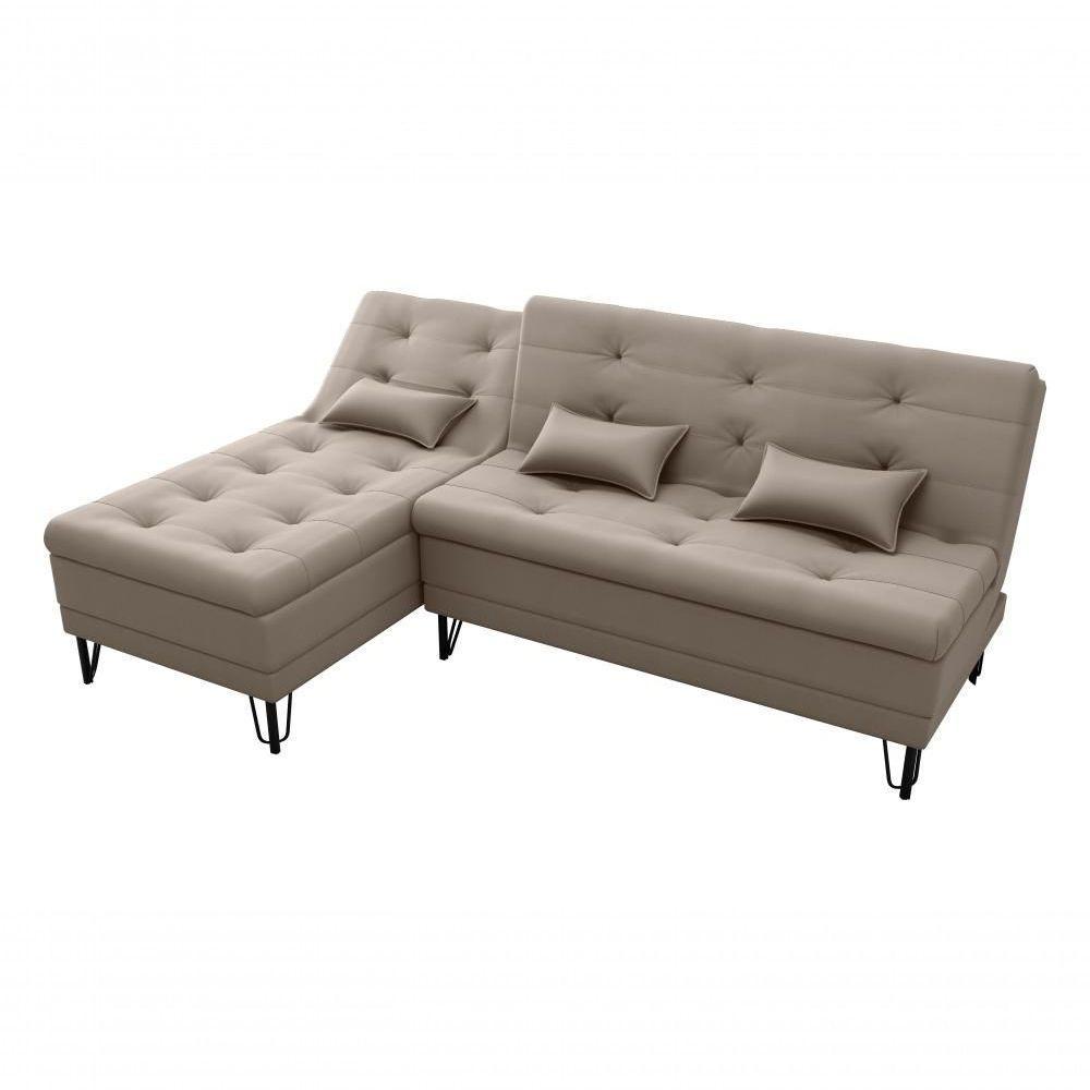 Sofá Cama Com Chaise 3 Lugares 2,00 Mts Nice Matrix Capuccino - 2