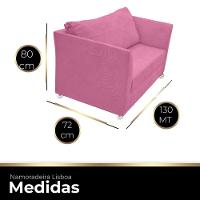 Namoradeira Lisboa 2 Lugares Salão Suede Rose - 2