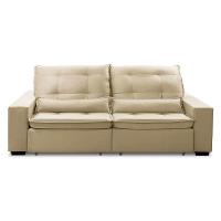 Sofa Retratil Reclinavel 2 Lugares 2,10m Atlantis Veludo Bege Lansofbr - 7