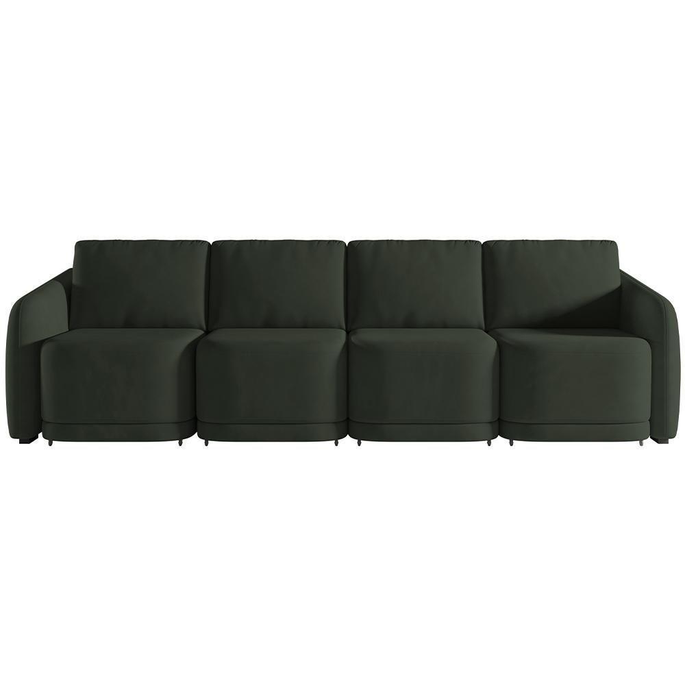 Sofá Cama Para Sala De Estar 4 Lugares 356cm Montserrat K01 Veludo Verde - Lyam Decor - 6
