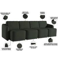 Sofá Cama Para Sala De Estar 4 Lugares 356cm Montserrat K01 Veludo Verde - Lyam Decor - 8