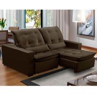 Sofa Retratil Reclinavel 2 Lugares 2,10m Atlantis Veludo Marrom Lansofbr - 1