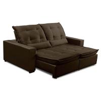 Sofa Retratil Reclinavel 2 Lugares 2,80m Atlantis Veludo Marrom Lansofbr - 1