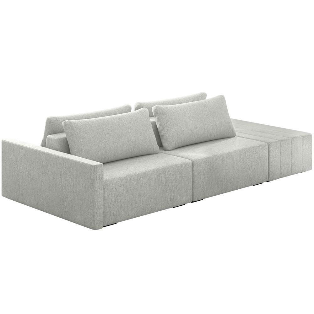 Sofá Ilha Modular Para Sala 252cm Com Puff Dublin K01 Linho Cinza - Lyam Decor - 1