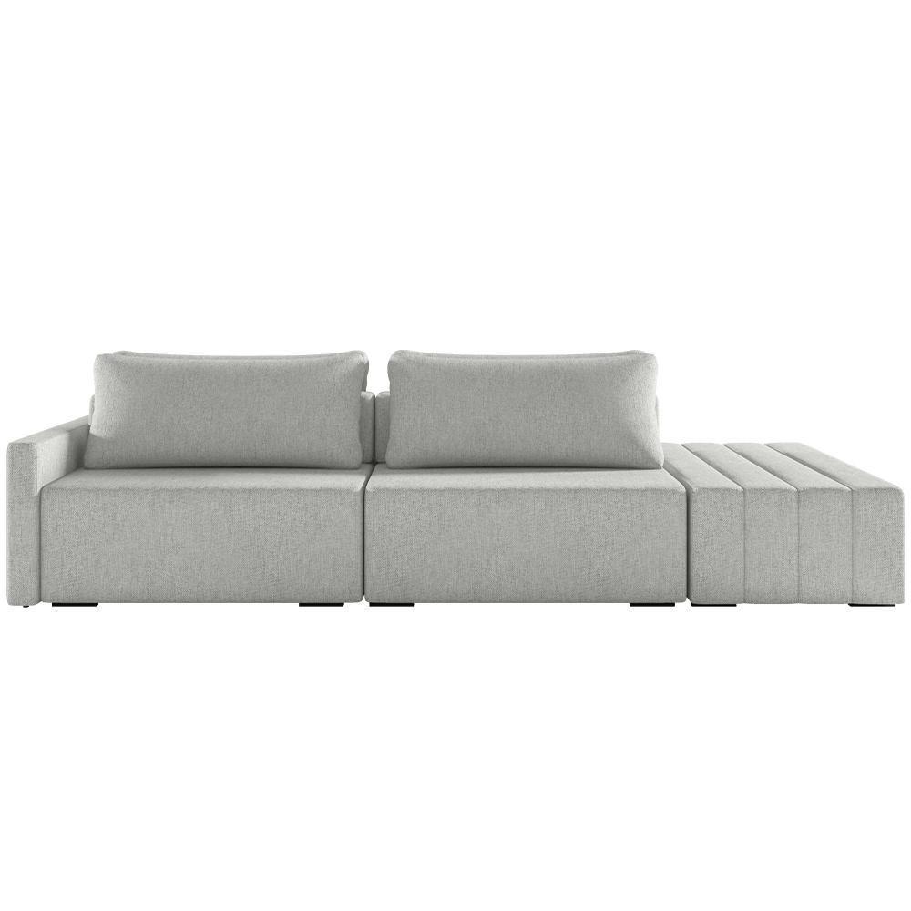 Sofá Ilha Modular Para Sala 252cm Com Puff Dublin K01 Linho Cinza - Lyam Decor - 5