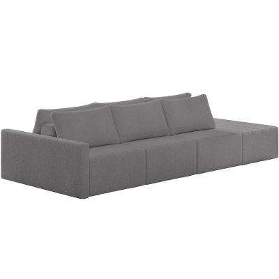 Sofá Ilha Modular Para Sala 312cm Com Puff Dublin K01 Bouclê Cinza - Lyam Decor