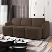 Sofá Cama Para Sala De Estar 3 Lugares 306cm Montserrat K01 Veludo Marrom - Lyam Decor - 7