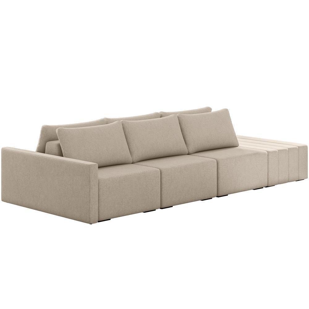 Sofá Ilha Modular Para Sala 342cm Com Puff Dublin K01 Linho Bege - Lyam Decor - 1
