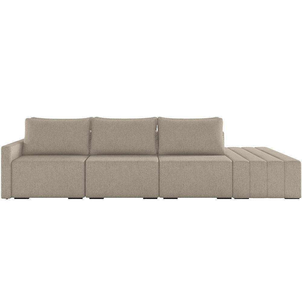 Sofá Ilha Modular Para Sala 342cm Com Puff Dublin K01 Linho Bege - Lyam Decor - 5