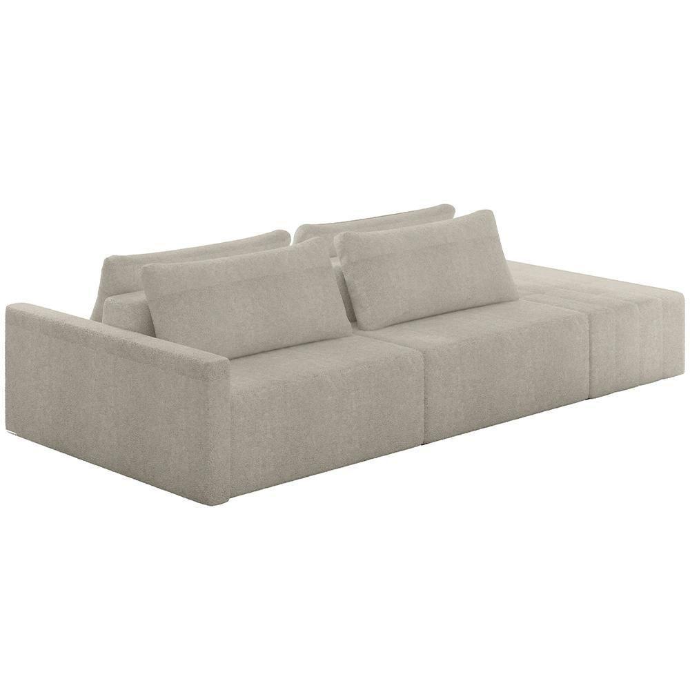 Sofá Ilha Modular Para Sala 232cm Com Puff Dublin K01 Bouclê Bege - Lyam Decor - 1