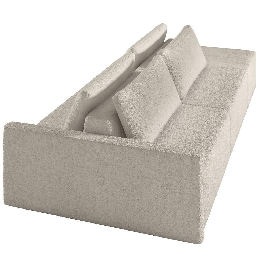 Sofá Ilha Modular Para Sala 232cm Com Puff Dublin K01 Bouclê Bege - Lyam Decor - 2