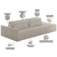 Sofá Ilha Modular Para Sala 232cm Com Puff Dublin K01 Bouclê Bege - Lyam Decor - 7