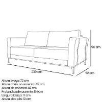 Sofá 3 Lugares Base De Madeira Grace 230 Cm Linho S04 - D'rossi Cor Dourado - 6