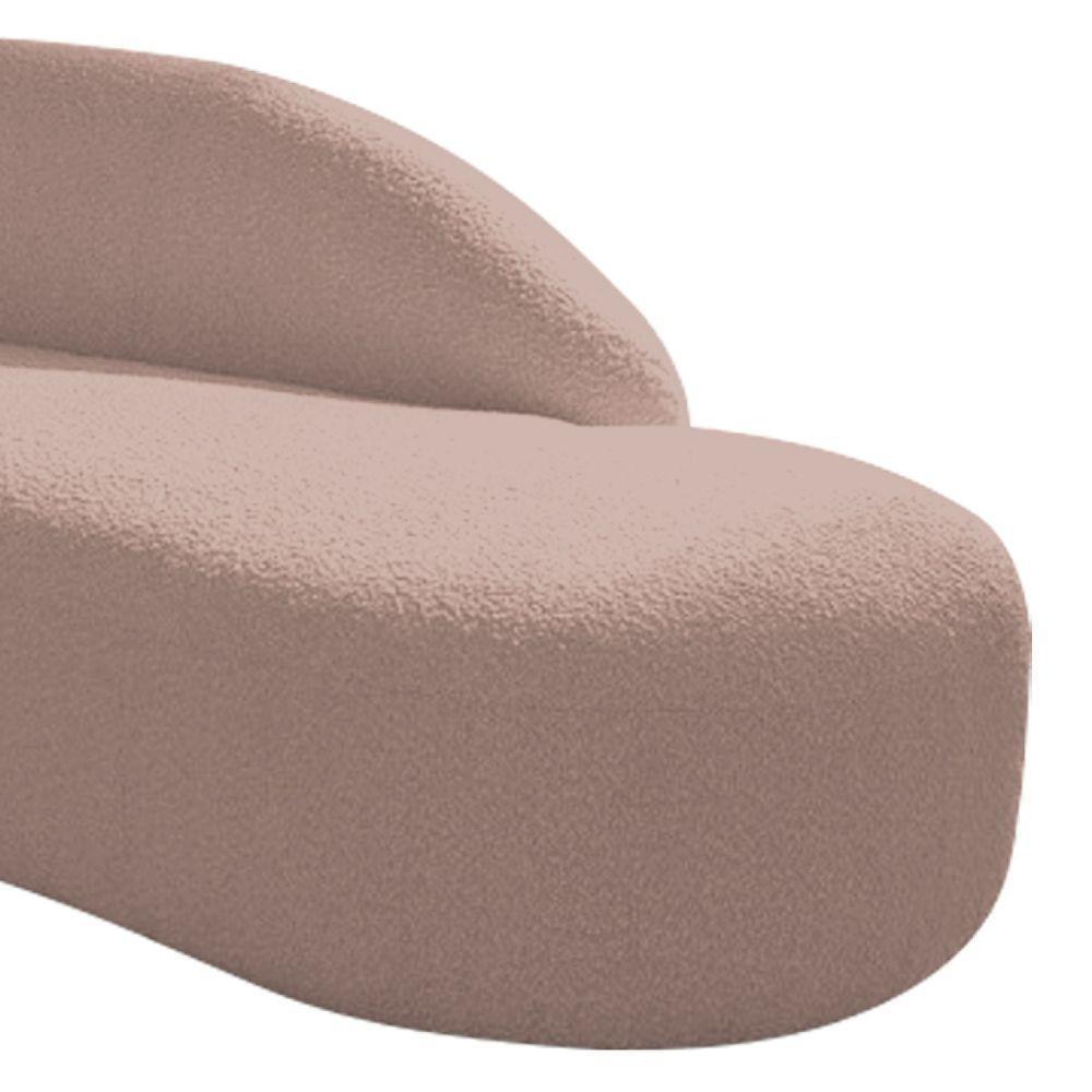 Divã Recamier Curvo Luna 185cm Lado Direito Linho Cor Rosê - 5