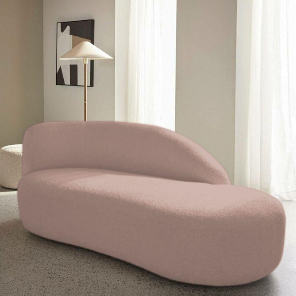 Divã Recamier Curvo Luna 185cm Lado Direito Linho Cor Rosê - 7