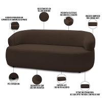 Sofá 3 Lugares Orgânico Sala De Estar Living 170cm Carmen F04 Veludo Marrom - Lyam Decor - 7