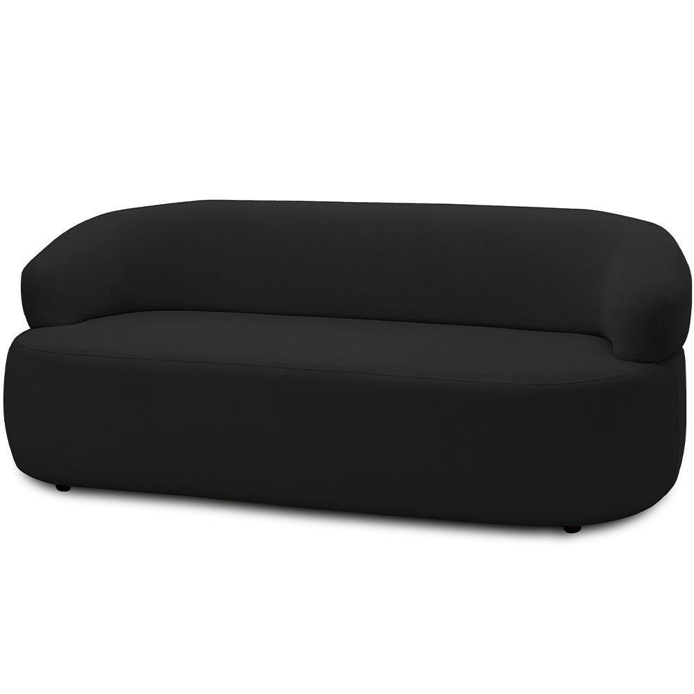 Sofá 3 Lugares Orgânico Sala De Estar Living 170cm Carmen F04 Veludo Preto - Lyam Decor - 1
