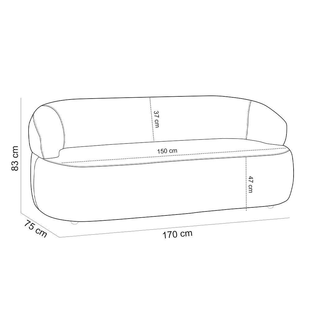Sofá 3 Lugares Orgânico Sala De Estar Living 170cm Carmen F04 Veludo Preto - Lyam Decor - 3