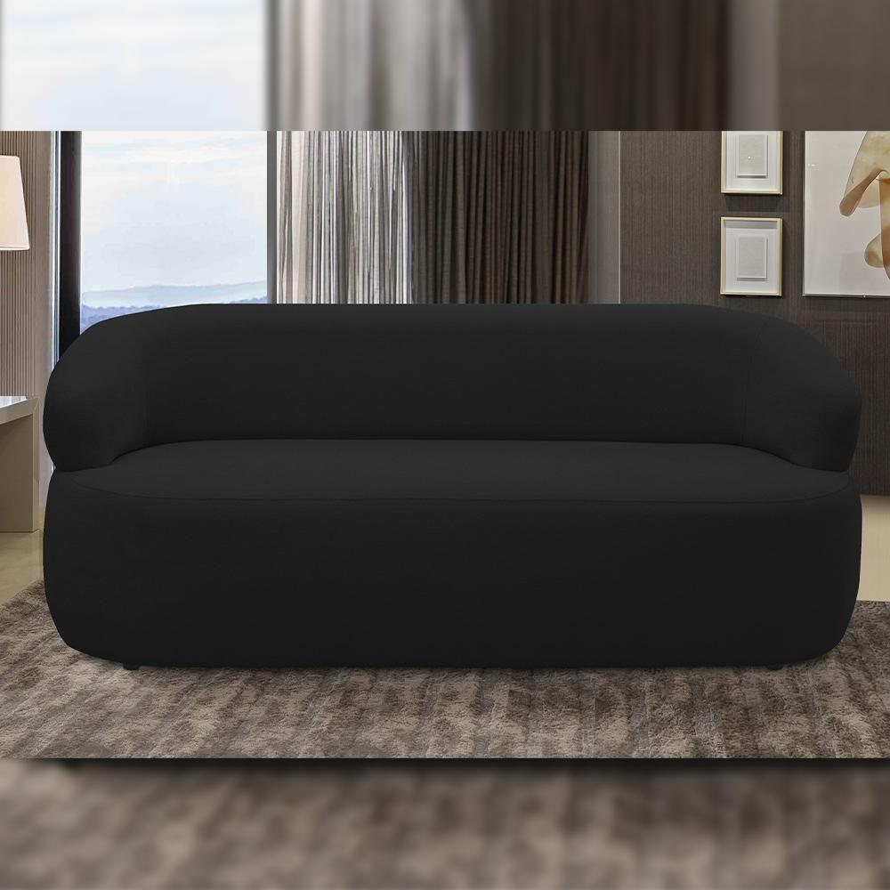 Sofá 3 Lugares Orgânico Sala De Estar Living 170cm Carmen F04 Veludo Preto - Lyam Decor - 6