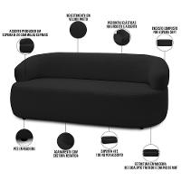 Sofá 3 Lugares Orgânico Sala De Estar Living 170cm Carmen F04 Veludo Preto - Lyam Decor - 7